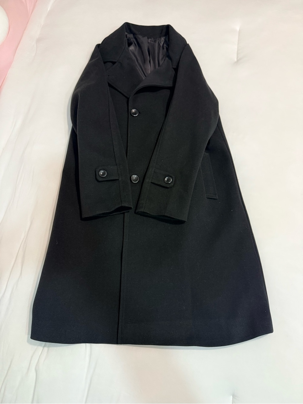 Classic Black Wool Blend Long Coat